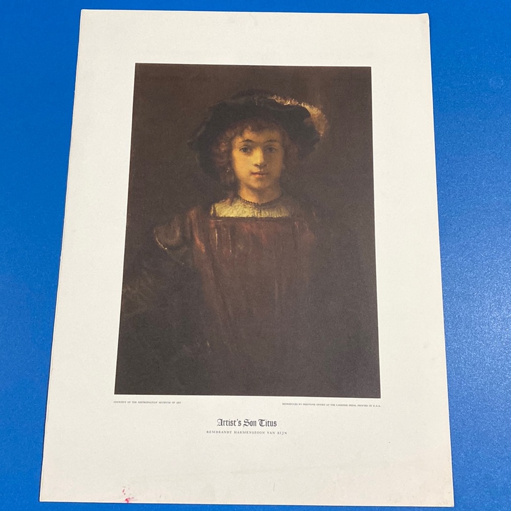 Rembrandt's Artist’s Son Titus deep tone metropolitan museum of art print
